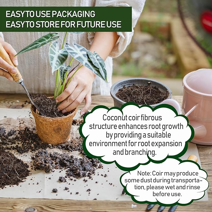 10QT Organic Coco Coir, Coconut Coir for Plants, Coco Coir Fiber Coconut Husk for Gardening, for Plants Indoor, for Houseplants, to Promote Soil Root Growth, and Water Drainage and Plant Growth