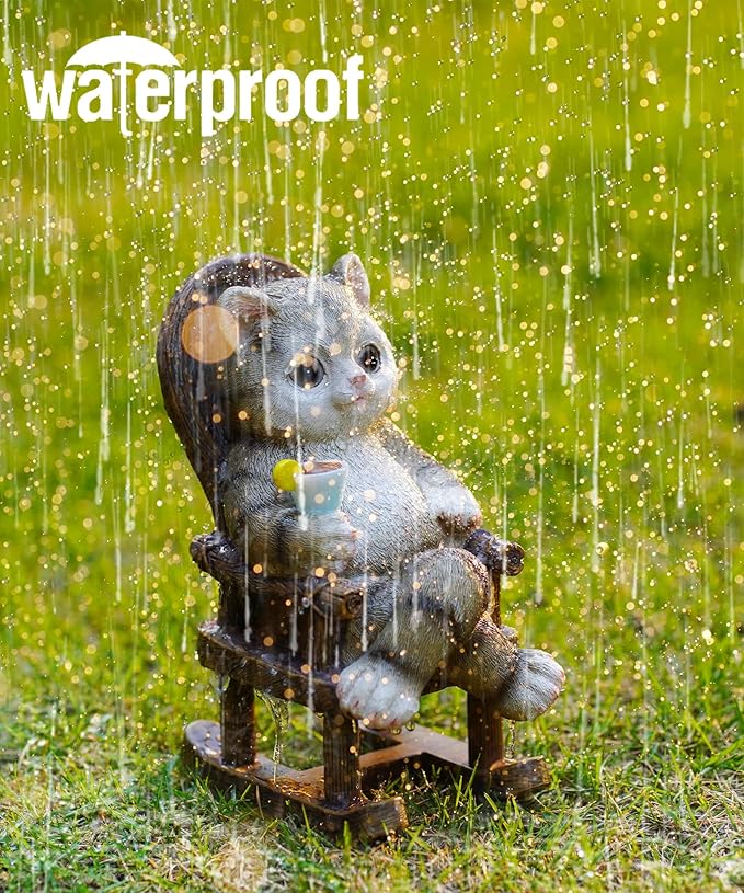 Solar Cat Statue Garden Decor: Outdoor Indoor Figurine for Clearance Outside Lawn Porch Desktop Accessories - Gifts for Mom Women