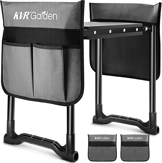 KVR Garden Kneeler Seat Heavy Duty, 2024 Upgraded Garden Bench Widened 10.2", Anti-Rust & Anti-Wear, Foldable Gardening Stool Prevents Back Pain Knees, Gift for Women Men, Seniors, Mom, Dad