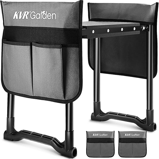 KVR Garden Kneeler Seat Heavy Duty, 2024 Upgraded Garden Bench Widened 10.2", Anti-Rust & Anti-Wear, Foldable Gardening Stool Prevents Back Pain Knees, Gift for Women Men, Seniors, Mom, Dad