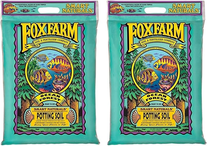 FoxFarm Ocean Forest Potting Soil, 12qt (Pack of 2) - Light, Aerated Texture, Designed for All Container Plants - pH Adjusted for Optimal Nutrient Uptake, Effectively Retains Moisture