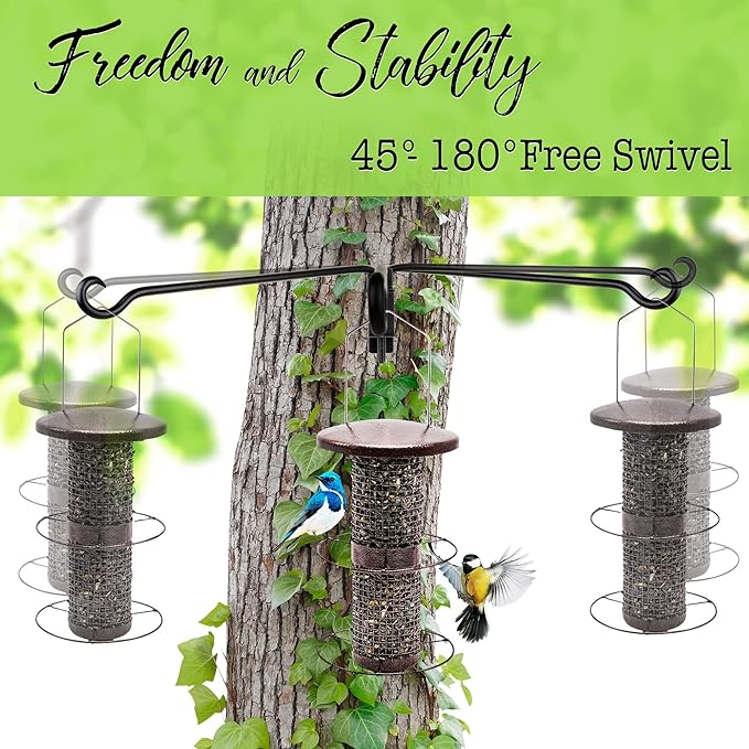 Qiang Ni Swivel Plant Hanger Bracket: Bird Feeder Hanger for Outdoor Wall Mount (12 - B-2pcs, 12 Inch)