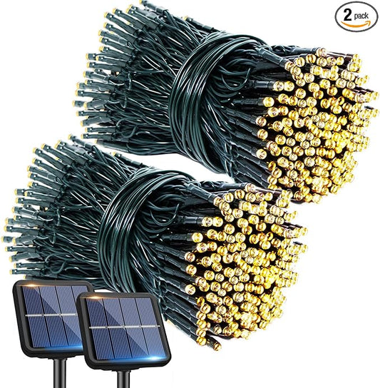 btfarm 2 Pack Solar String Lights Outdoor, 240LED 78Ft Solar Christmas Lights Outside Waterproof, 8 Modes Solar Powered Tree Twinkle Light for Garden Yard Patio Party Decoration,Warm White