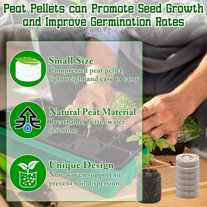 Halatool 100 Pcs 30mm Peat Pellets Block Potting Soil for Seedlings, Compressed Garden Soil Seed Starter Nutrient Peat Pods for Starting Seeds, Planting Flowers, Vegetables, Herbs
