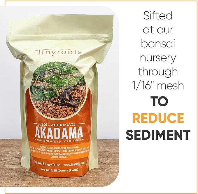 Akadama 2.25qt Bonsai Soil, Sifted Through 1/8 Inch Mesh Then Through 1/16 Mesh, Dust and Small Particles Removed