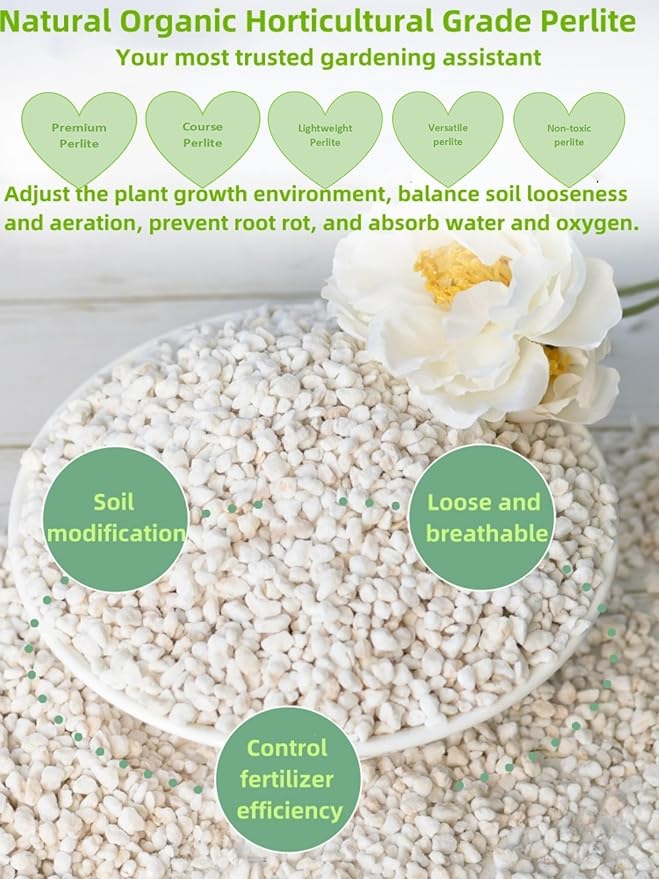 10QT Horticultural Grade Premium Coarse Perlite, All Natural Organic Perlite Soil Additive Conditioner Mix for Healthy Plants Potting Gardening,Promoted Drainage Growth and Improved Soil Health(3-6mm)