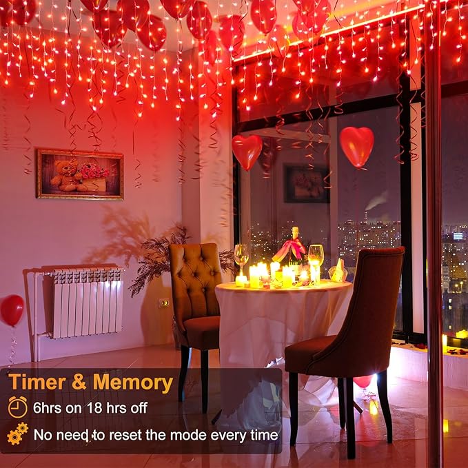 66ft Icicle Lights for Outside, Red Christmas Lights Outdoor Waterproof for House, 640 LED Twinkle Tree Lights with 120 Drops Clear Wire Short Curtain Lights for Room Home Wall Indoor Decorations