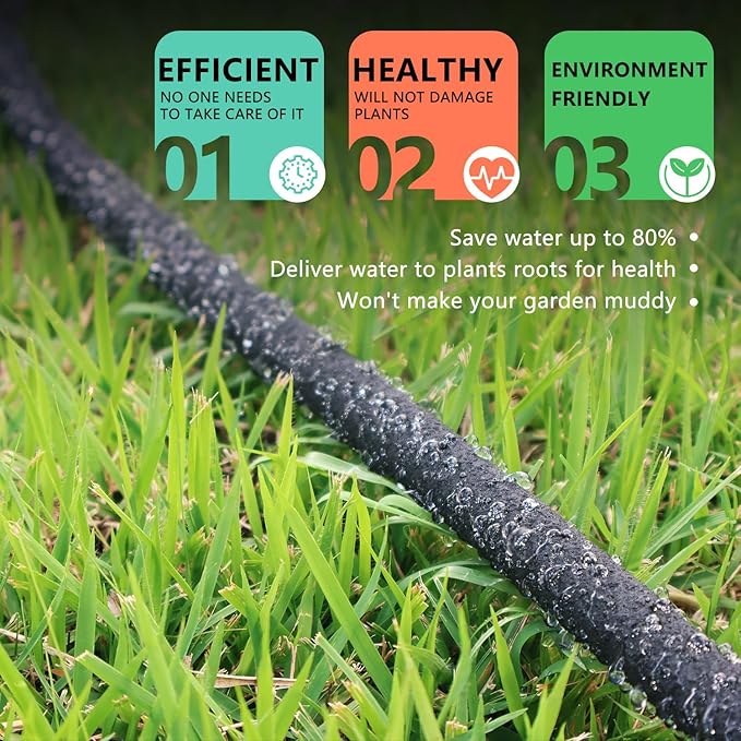 1/2’’ Soaker Hose 50 ft, Heavy Duty Garden Soaker Hoses 25Ft 2 Pack, Round Soaker Hose for Raised Garden Beds, 50 Ft Drip Hoses Irrigation for Garden - (25 feet 2-pack)