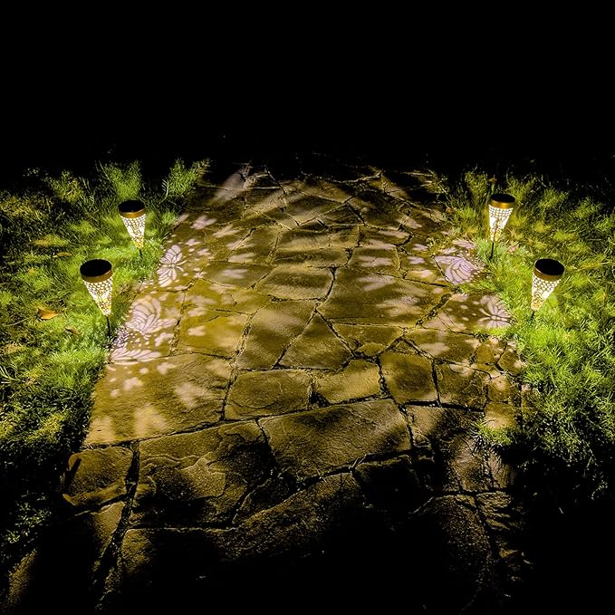 4-Pack Butterfly Outdoor Decor Solar Pathway Lights, Metal Landscape Lighting for Outside Use: Patio, Yard, Lawn, Backyard, Walkway, Driveway – Gifts for Women, Mother, Grandmother