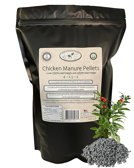 Chicken Manure Pellets, 4-2.5-2 NPK. Organic Plant Fertilizer and Soil Rebuilder. 3.5 lb Odor Proof Bag.