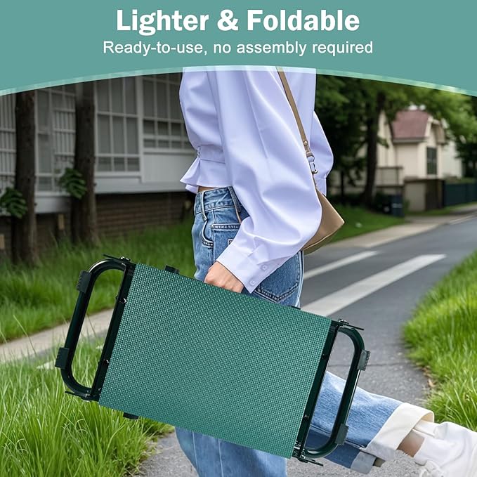 Garden Kneeler and Seat, 2-in-1 Garden Stool with 10" Wide Soft Knee Pads, Heavy-Duty Foldable Gardening Bench Chair with 2 Tool Pouches, Gardening Gifts for Women Men Seniors Mom