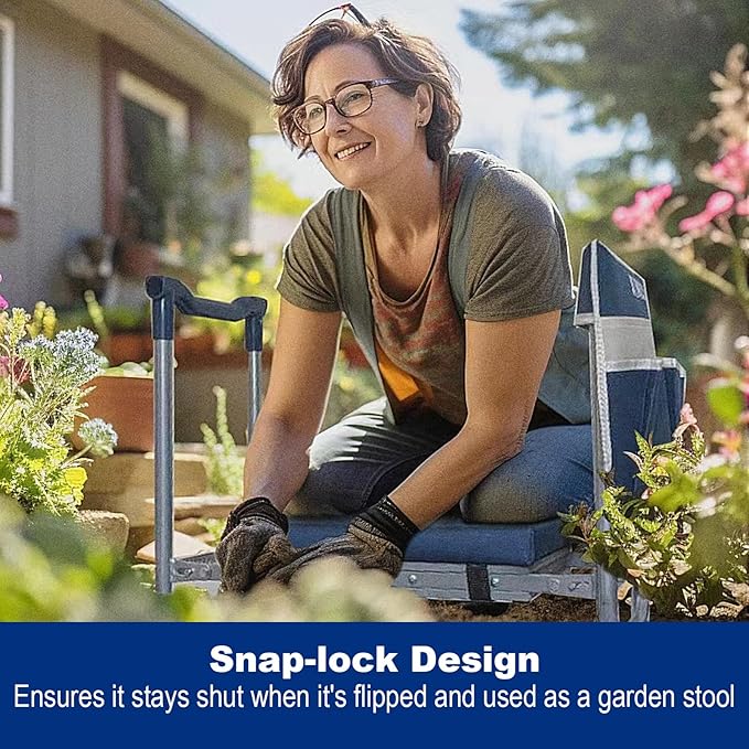 K5 Foldable Garden Kneeler Seat Heavy Duty (Detachable Cloud Kneeler Pad) Garden Stool - 2 Large Capacity Garden Tool Bags with Pockets - Portable Garden Bench for Indoor and Outdoor