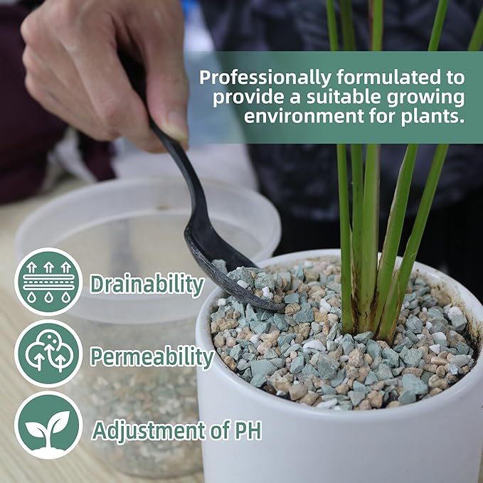 7lb Mix Rocks for Plants in Door -Mix Perlite,Maifanitum Stones,Zeolites Rocks for Bonsai Succulent Cactus Potting Soil and Vase Fillers, Fairy Gardening,Top Dressing