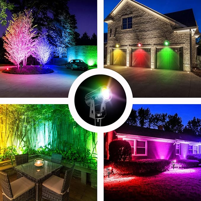 T-SUN Color Changing Solar Lights for Outside, Solar Spot Lights Outdoor Waterproof, Dual Head Solar Landscape Spotlights for Garden, Pond, Yard, Trees, Pathway(RGB)