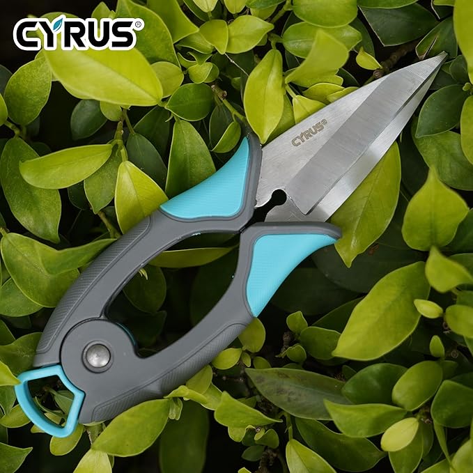 CYRUS Herb Scissors Garden Herb Shear,Sharp Blades with Safety Lock, Blue Gray