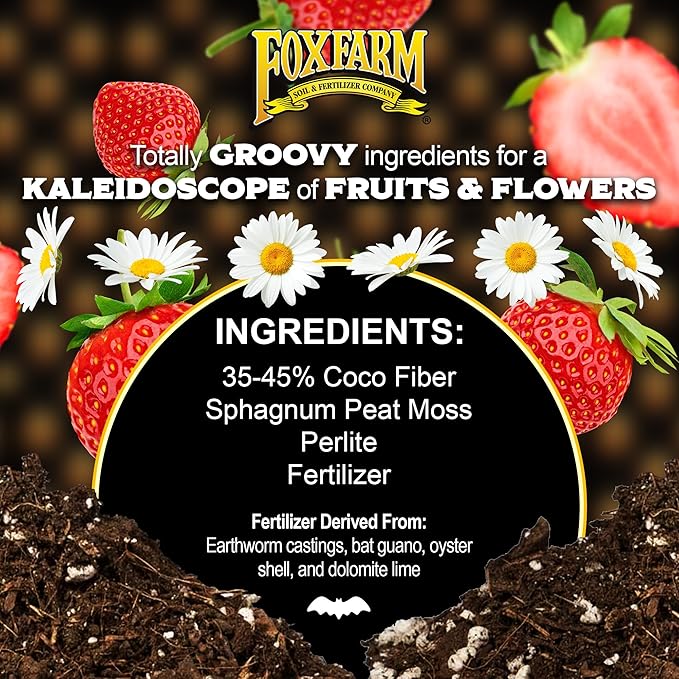 FoxFarm Strawberry Fields Fruiting & Flowering Potting Soil, 1.5cu ft (Pack of 2) - Use to Increase Blooms, Fruits, and Berries - Made for The Fruiting and Flowering Stages of Plants