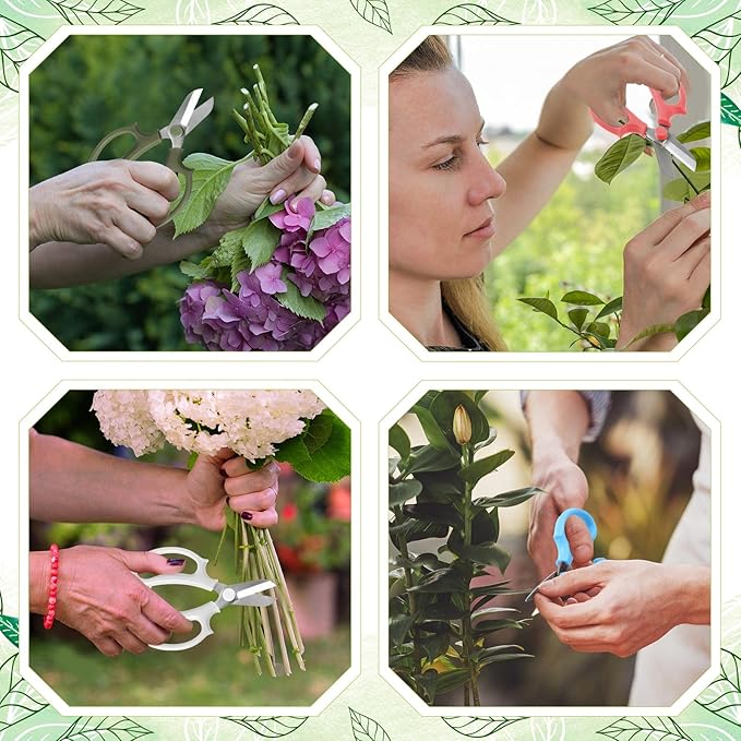 Amylove 12 Pcs Garden Flower Scissors Pruning Scissors Floral Shears Stainless Steel Garden Clippers with Comfortable Handles Flower Cutters for Branches Leaves Fruit Picking Trimming(Cute Color)