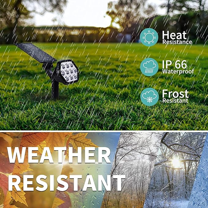 Nekteck Solar Lights Outdoor,10 LED Landscape Spotlights Powered Wall Lights 2-in-1 Wireless Adjustable Security Decoration Lighting for Yard Garden Walkway Porch Pool Driveway (6 Pack, Warm White)