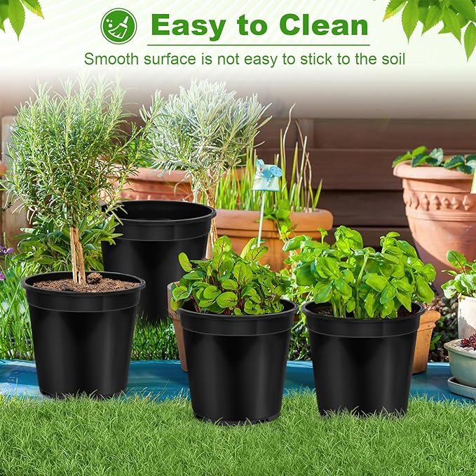 4pcs 10 Gallon Pots for Plants, 10 Gallon Plastic Nursery Pot with Drainage Holes, Planter Seedling Pots for Nursery Garden, Flowers, Succulent Outdoor Indoor (10 Gal- 4 Pack)