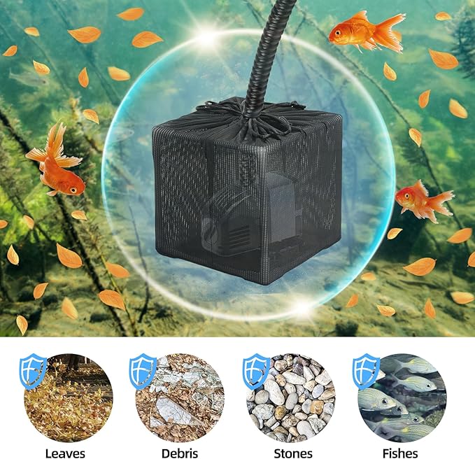 Fineday Pond Filter, Anti-Clogging Cube Outdoor Mesh Water Pump Barrier Bag Box Basket (5" x 2 Pack)