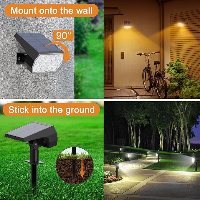 WELALO Solar Color Changing Spot Lights Outdoor, Waterproof Solar Christmas Lights with 7 Modes, Multicolor RGB Landscape Spotlights for Garden Yard Driveway Lawn Patio Pathway Decorations, 10 Pack