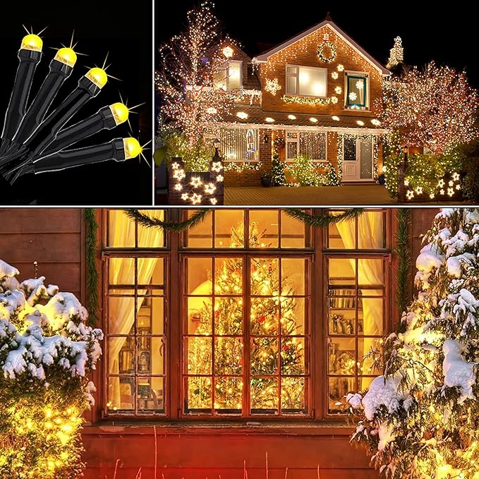 Toodour Solar Christmas Lights, 121ft 350 LED 8 Modes Solar String Lights, Waterproof Solar Outdoor Christmas Lights for Garden, Patio, Holiday, Party, Balcony, Christmas Decorations (Warm White)