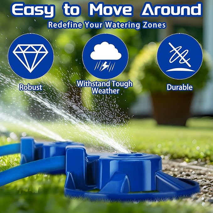 Domensi 1 Pack Cast Iron Circular Spot Sprinkler Reliable Metal Sprinkler American Threaded Joints Water Sprinkler for Lawn Garden Yard Irrigation System, Blue