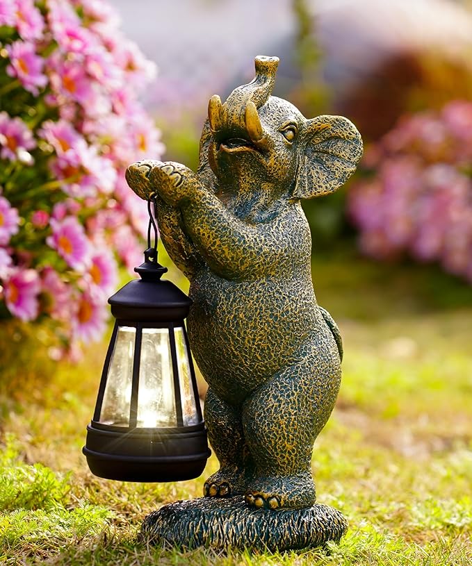 Solar Garden Outdoor Decor Statues: Art Figurines Decorations for Yard Patio Balcony Porch Lawn Ornaments - Gifts for Grandma Mom