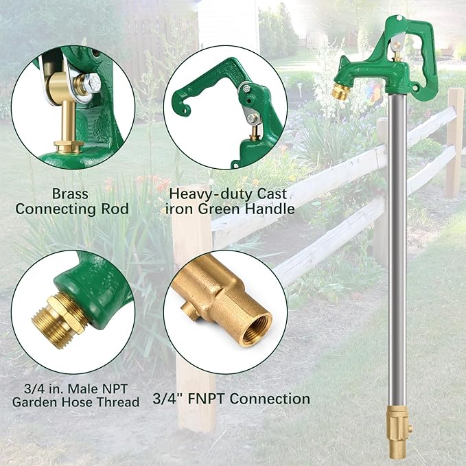 Frost Proof Yard Hydrant,Freeze Proof Outdoor Faucet Frost Free Hydrant for Yard Garden Farm Pasture Irrigation,Water Faucet 3/4" Pipe Connection,4.25ft Total Length 24” Bury Depth