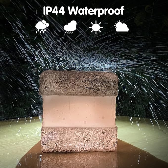 2 Pack Solar Garden Lights, Fake Rock Lights for Outdoor Pathway Yard, Solar Waterproof Decorative Rocks Lantern for Landscape Decor Gery