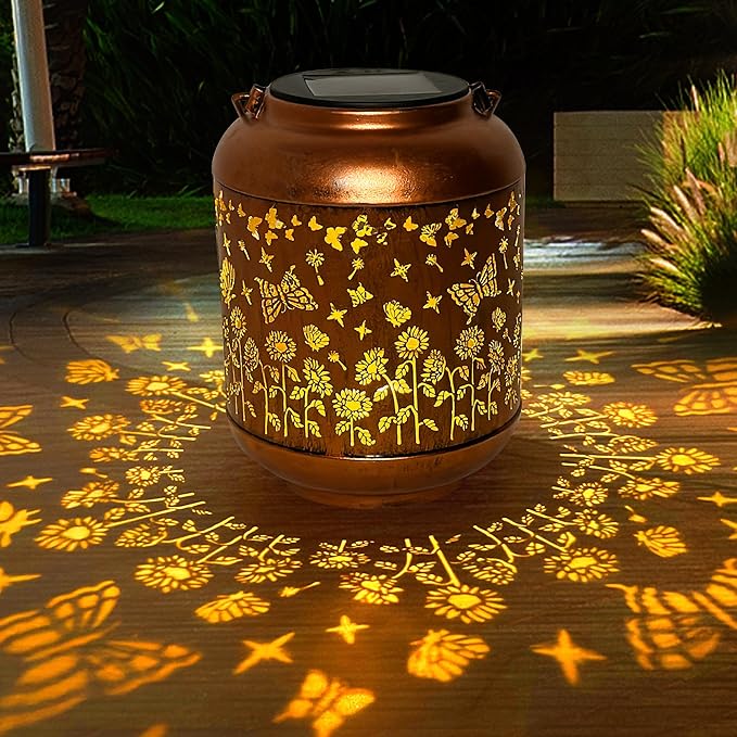 Solar Lanterns Outdoor, Waterproof Hanging Solar Lantern Garden Decor, Solar Lights for Backyard Porch Patio Table Yard Balcony Lawn Pathway, Butterfly Gifts for Women Grandma Mom