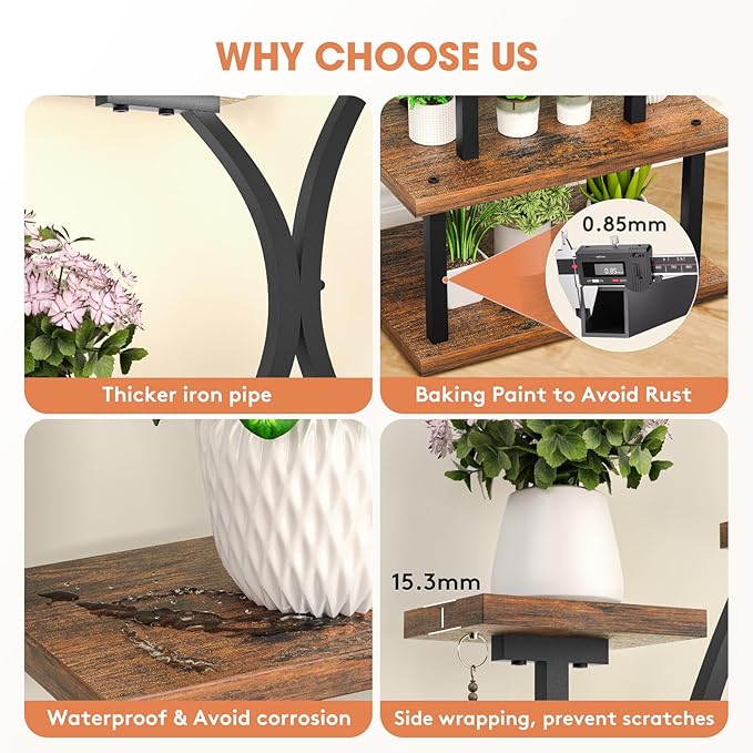 Plant Stand Indoor with Grow Light, 8 Tiered 48" Small Plant Shelf, Corner Plant Stand Stand for Indoor Plants Multiple, Metal Humen-Shaped Plant Flower Holder, for Living Room, Patio, Balcony