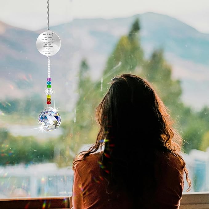 Memorial Gifts Crystal Suncatcher,Unique Sympathy Gifts for Loss of Loved One,Rainbow Maker Bereavement Gifts Box for Loss of Father Mom Dad Son Daughter Husband Brother Grandmother (Husband)