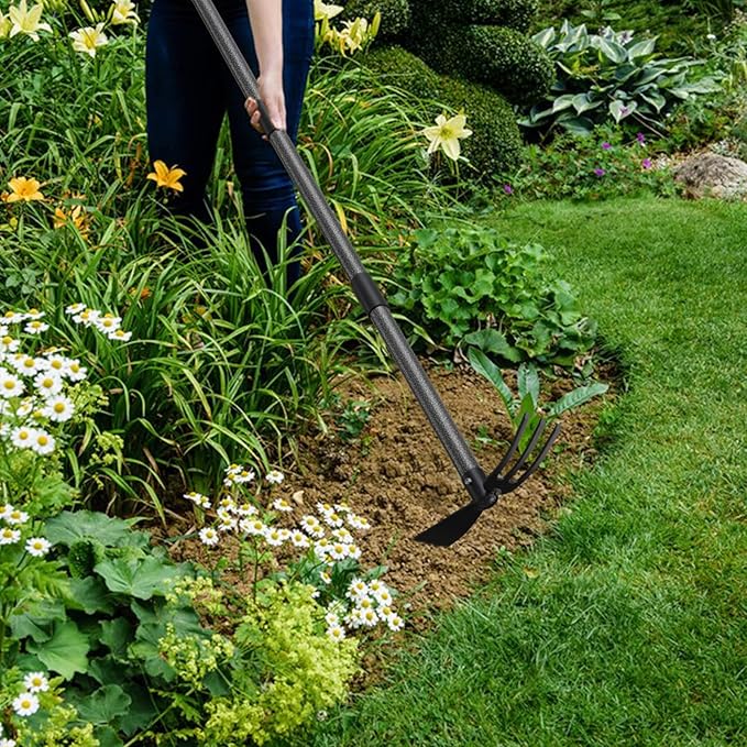 Hoe Garden Tool, 30 Inch Garden Hoe Long Handle for Weeding, Hoe Cultivator 2 in 1 Hand Garden Tools for Gardening Tools Planting