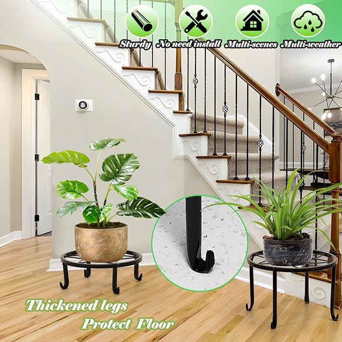 5 Pack Metal Plant Stands Outdoor Indoor,Heavy Duty Planter Stands for Indoor Plants,Rustproof Iron Flower Pot Stands Outdoor,Pot Stand for Plants Flower Stand Plant holders for Plant Decor