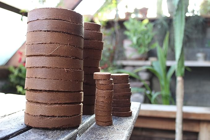 Coco Coir Discs (60mm 50-Pack) - Organic Coconut Coir Seed Starting Discs - Coconut Fiber Seedling Soil for House Plants, Potting Soil, & Indoor Plants - Organic Coco Coir for Plants & Potting Mix