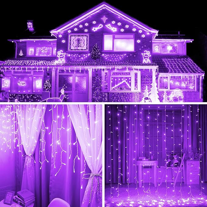 String Lights, 2 Pack Battery Operated String Lights with Remote Timer Waterproof 8 Modes String Lights for Bedroom,Garden,Party,Xmas Tree Indoor Outdoor Decorations (Purple, 16.4)