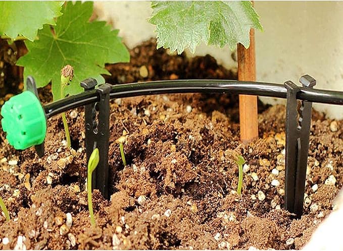 200 Pcs Drip Irrigation Stakes for 1/8" 1/4" Drip Tubing Hold Stakes for Garden Hydroponics Growing