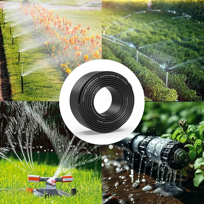 18/4 Solid Sprinkler System Wire 150ft, 18 Gauge Irrigation Wires PVC Jacket Sprinkler Cable for Underground Irrigation Valves Field Central Control System