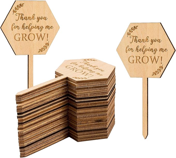 Thank You for Helping Me Grow Succulent Tags Teacher Appreciation Gifts, PARBEE 40PCS Hexagon Plant Stakes Labels Gift for Mother's Day Christmas Thanksgiving Baby Shower