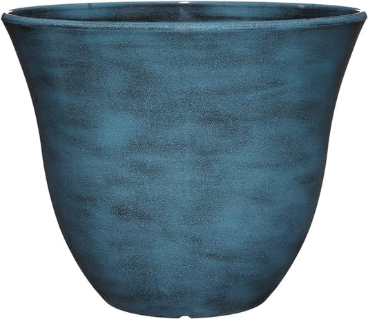 Classic Home and Garden Honeysuckle Resin Flower Pot Planter, Blue Jean, 13"
