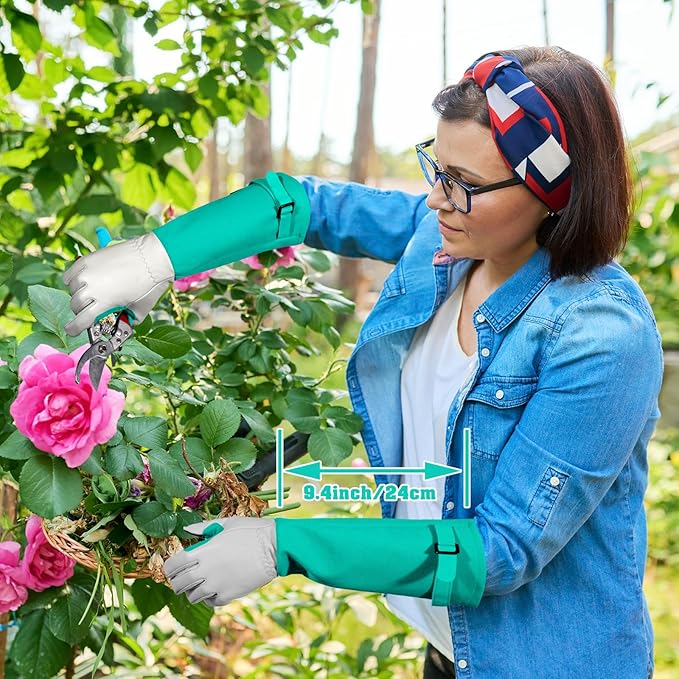 Long-Gardening-Gloves for Women/Men - Thorn Proof Rose Pruning Gloves Heavy Duty Gauntlet-L