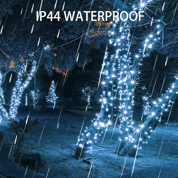 Dazzle Bright Christmas String Lights, 132FT 400 LED Connectable Green Wire 8 Modes String Lights, Waterproof Christmas Lights for Indoor Outdoor Patio Party Wedding Decorations, White