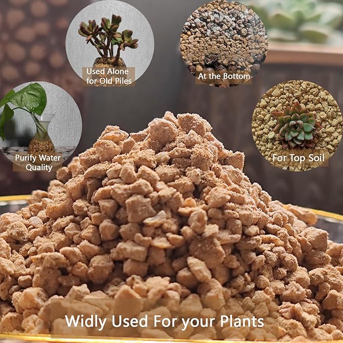 2LBS Soft Golden Maifanitum Stones, Succulent Cactus Decorative Rocks, Indoor Plants Top Dressing Soil, Horticultural Gravel DIY Potting Rocks for Bonsai Fairy Gardening Vases Fillers Terrarium