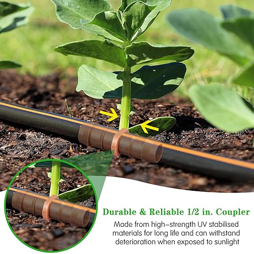Drip Irrigation Barbed Coupling：40 Pack Drip Irrigation Coupler Parts Fits for 1/2 Inch Drip Irrigation Tubing 17mm 0.600" ID Coupling Connectors for Patio Lawn Garden