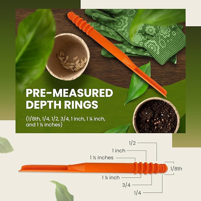 Dibby Seed Sowing Garden Tool Dibber Planter Transplanter – Sow Seeds at The Right Depth – Easily Transplant Delicate Seedlings (Little Dibby) Green (2 Pack)