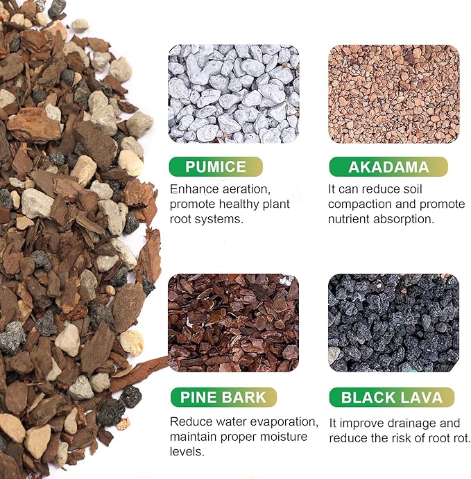 Bonsai Soil Mix 1qt, Potting Soil Mix Ready to Use for Bonsai Tree and Indoor Plants, Composed of Akadama, Lava Rock, Prumice, Bark