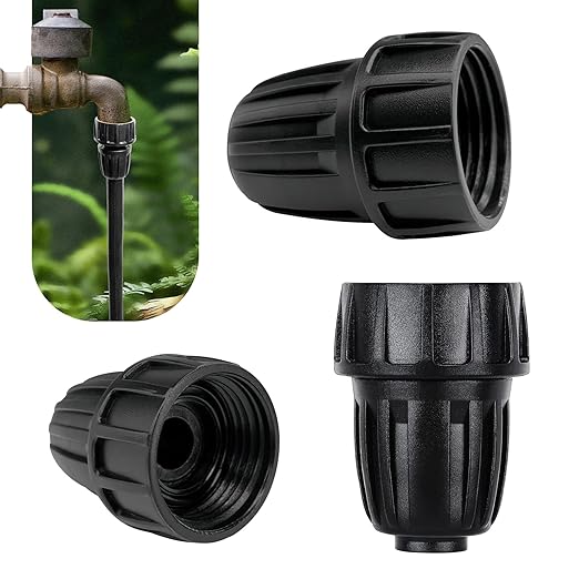 3 Pack 1/2 Inch Drip Irrigation Tubing to Faucet/Garden Hose Adapter, 3/4" to 1/2" Irrigation Hose Adapter, 3/4" Female Faucet Connector Fitting for Irrigation Tubing (1/2'' ID x 0.60''-0.64'' OD)