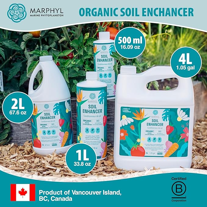 MARPHYL Plant Fertilizer Houseplants and Garden - Marine Phytoplankton Soil Improver and Hydroponic Fertilizer for Grasses, Bamboo, Succulents, & Vegetables - Organic Plant Fertilizer Liquid