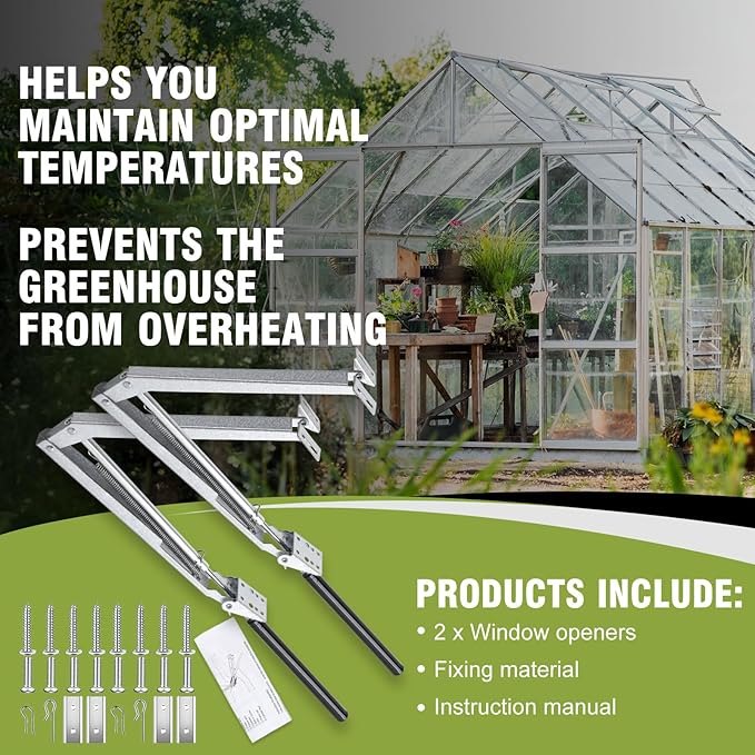 CHANGE MOORE Auto Vent Opener 2Pack Automatic Greenhouse Window Opener, Roof Vent Opener Auto Vent Kit, Sensitive Gardening Tools Automatic Greenhouses Supplies (Single Spring Up to 33lbs)